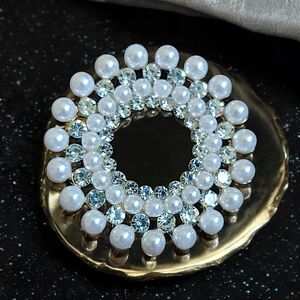 Faux Pearl and Rhinestone Brooch